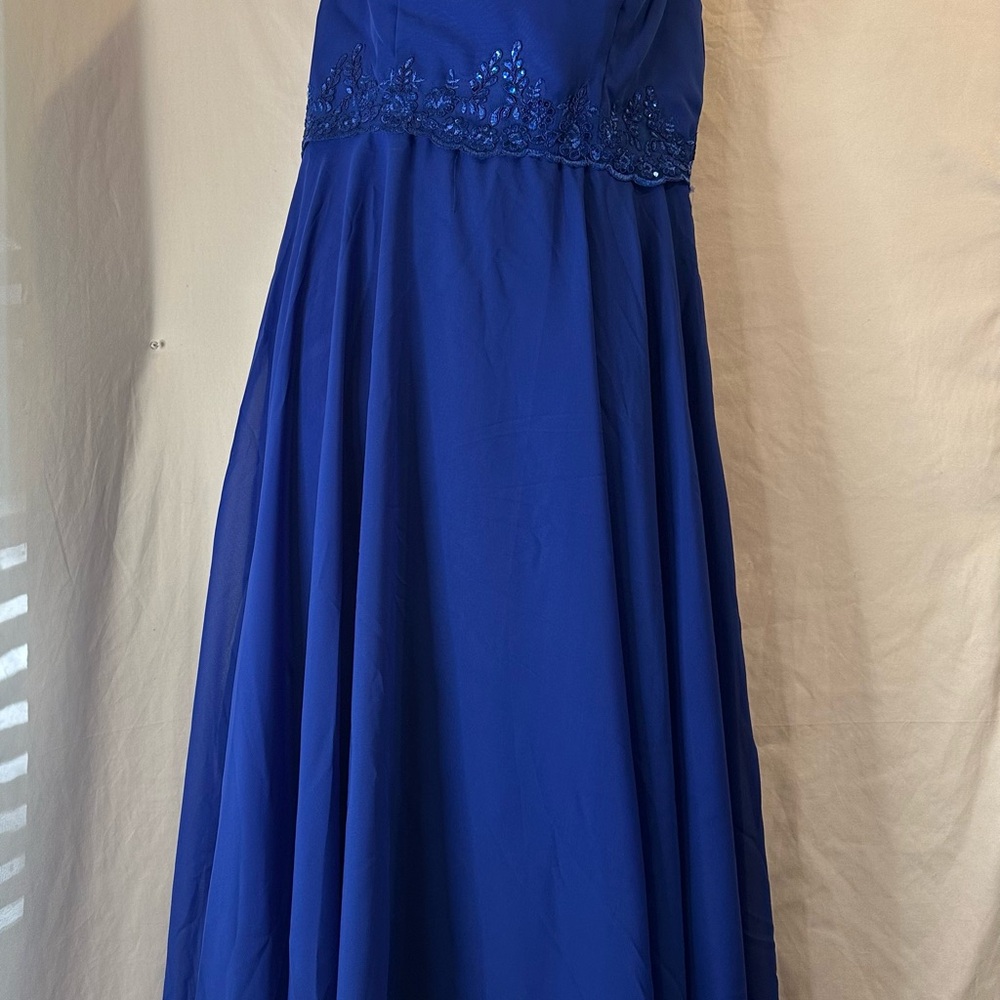 Elegant Blue Strapless Gown with a gorgeous jacket size 16 NEW